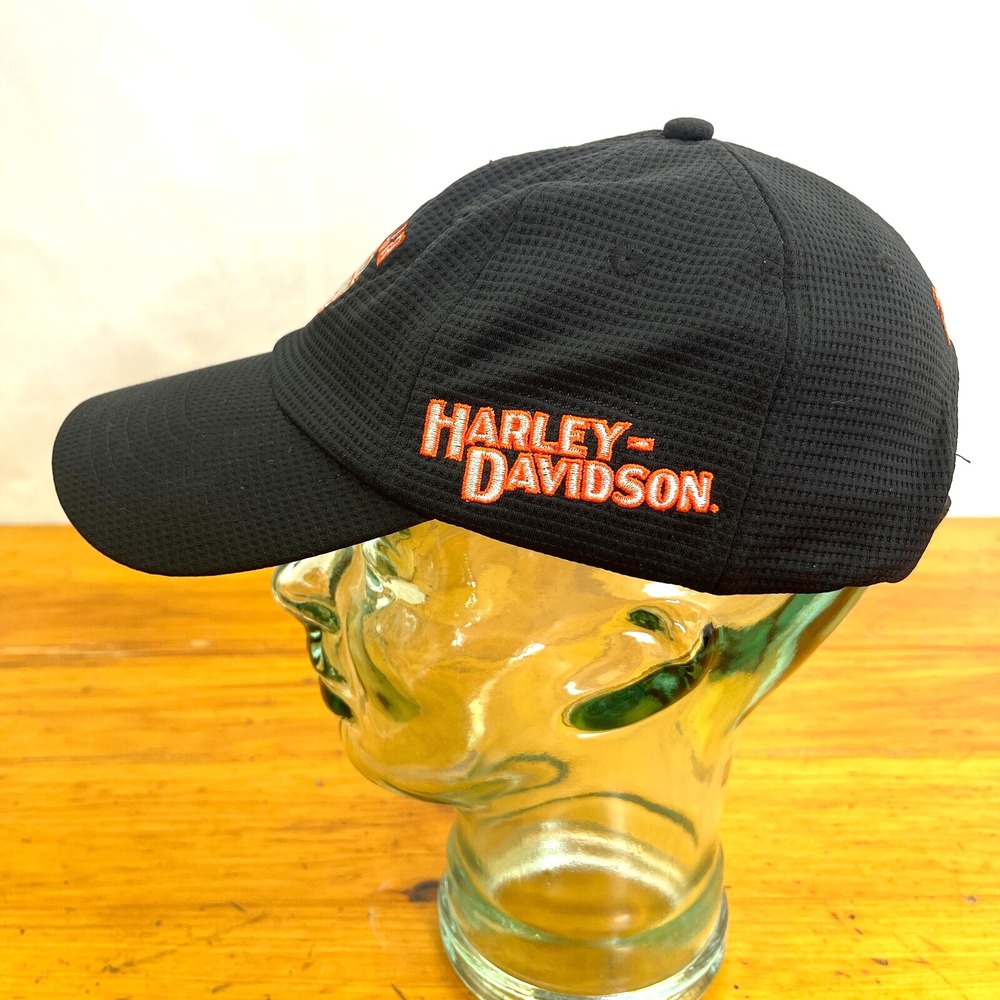 2014 Harley Davidson Road Tour Strapback‎ Hat Black Orange Nylon Mesh Cap VGC